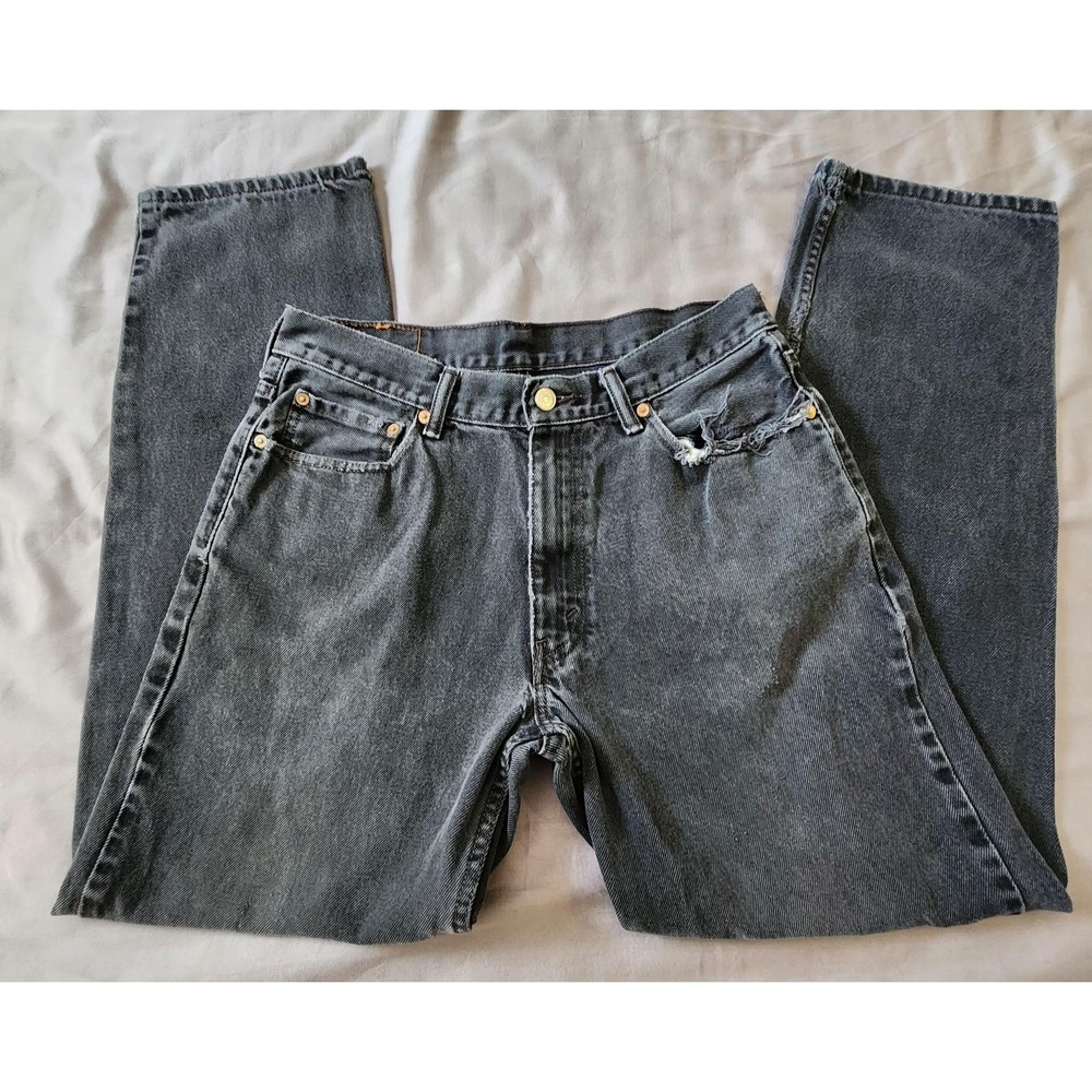 Levis 550 Jeans Mens 32x31‎ Black Relaxed Tapered Leg Denim Distressed